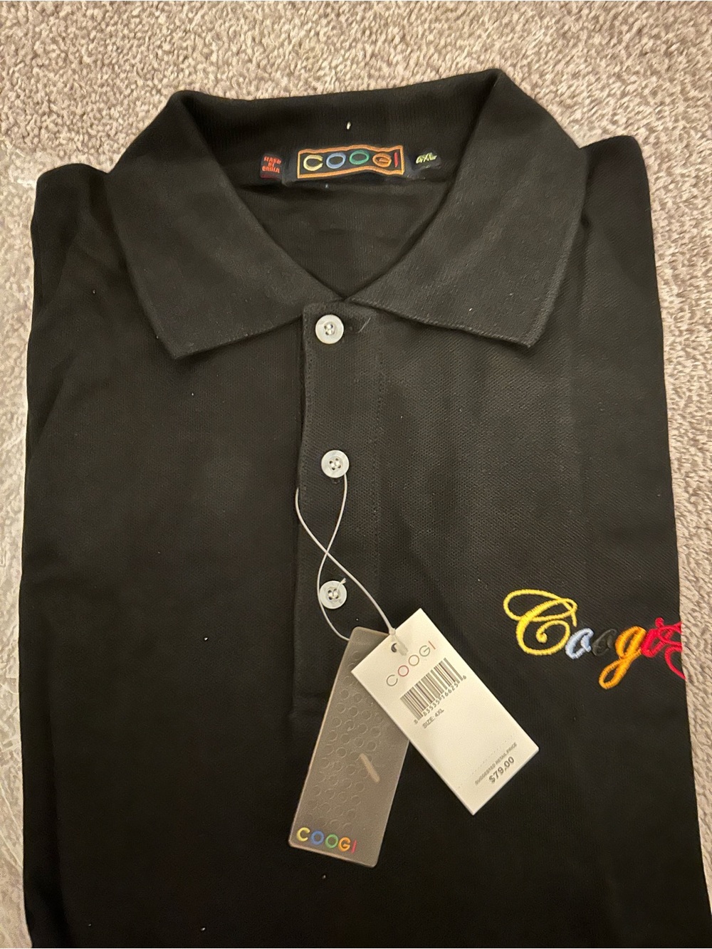 NWT COOGI Black Embroidered Logo Polo Shirt Men’s 4XL Cotton Blend
